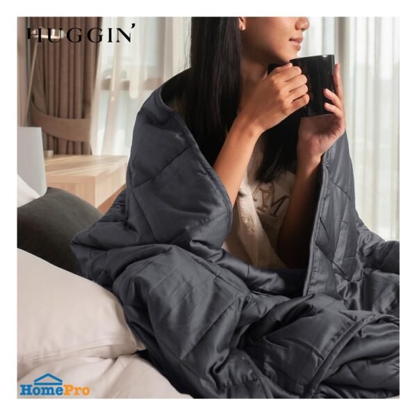 ผ้าห่มถ่วงน้ำหนัก HUGGIN รุ่น 5.4 KG 60X80-INCH สีเทาเข้ม - Image 6