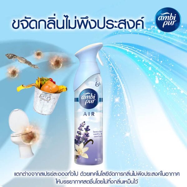 แอมบิเพอร์สเปรย์ขจัดกลิ่นและปรับอากาศกลิ่นลาเวนเดอร์วนิลลาแอนด์คอมฟอร์ท 275กรัม - Image 4